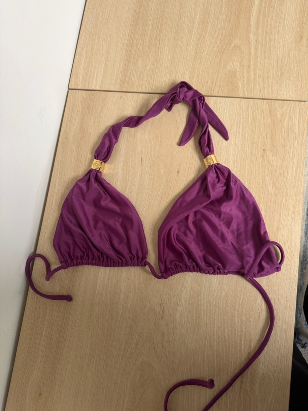 Women's Purple Triangle Bikini Top - Halter Tie Swimwear